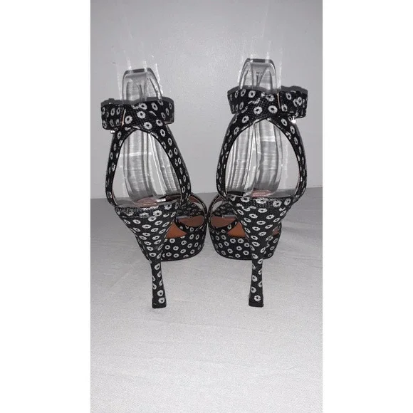 Alaia Black & Gray Floral Ankle-Strap Platform Sandals Pumps 39 IT (9) - Picture 2 of 5